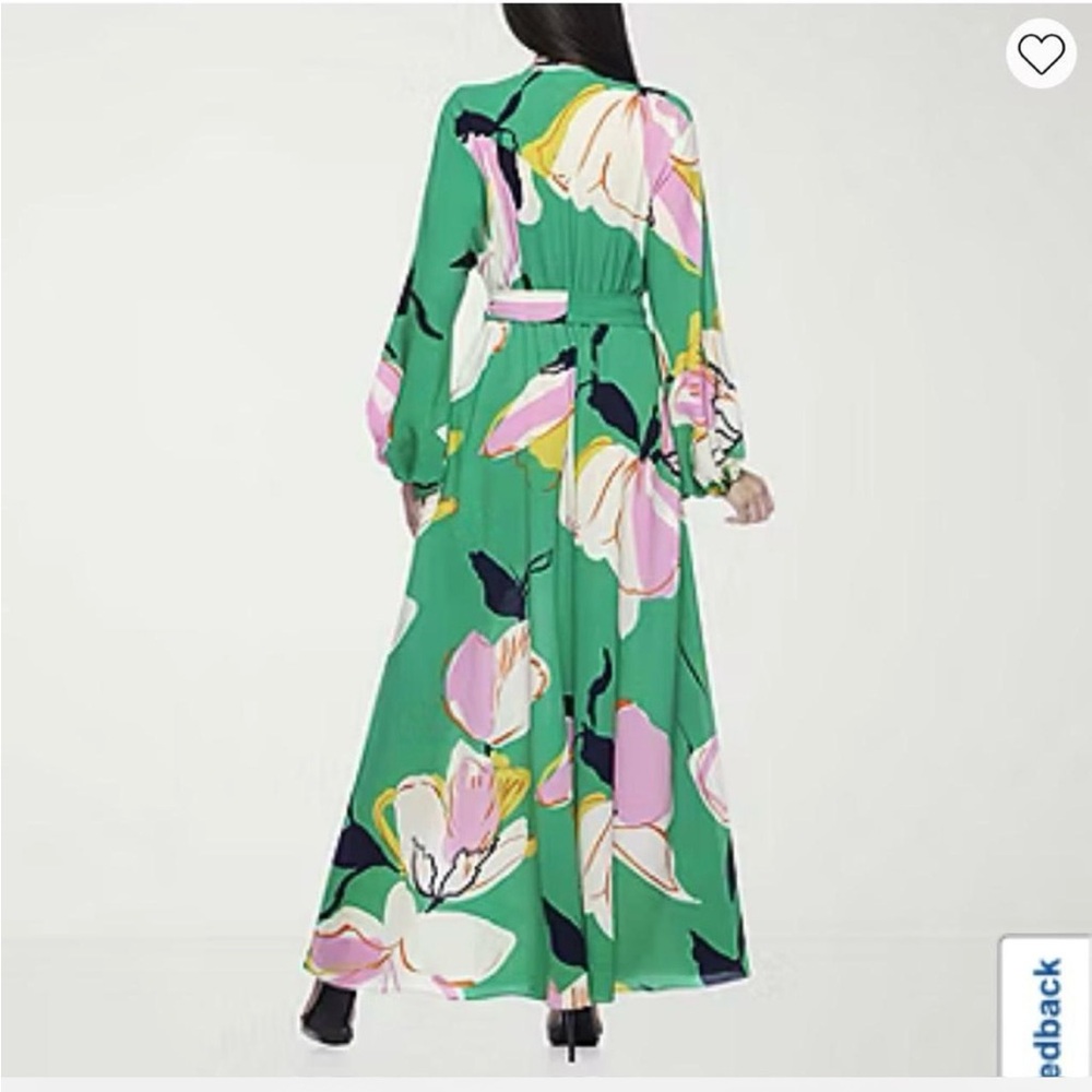 NWNT Premiere Amour Green Floral Long Sleeve Maxi Dress - Size 4 - Picture 2 of 5